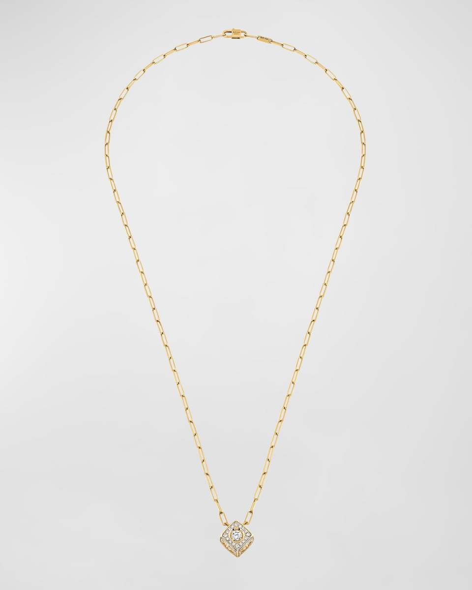 18k Yellow Gold XL Le Cube Diamant Pendant Necklace